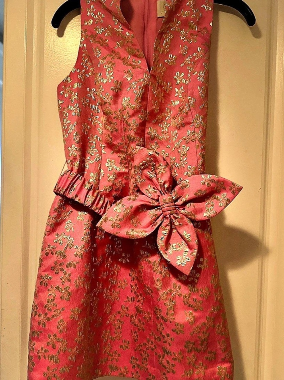 Lilly Pulitzer Tazie Jacquard Dress Floral Mini Pink & Gold Size 2